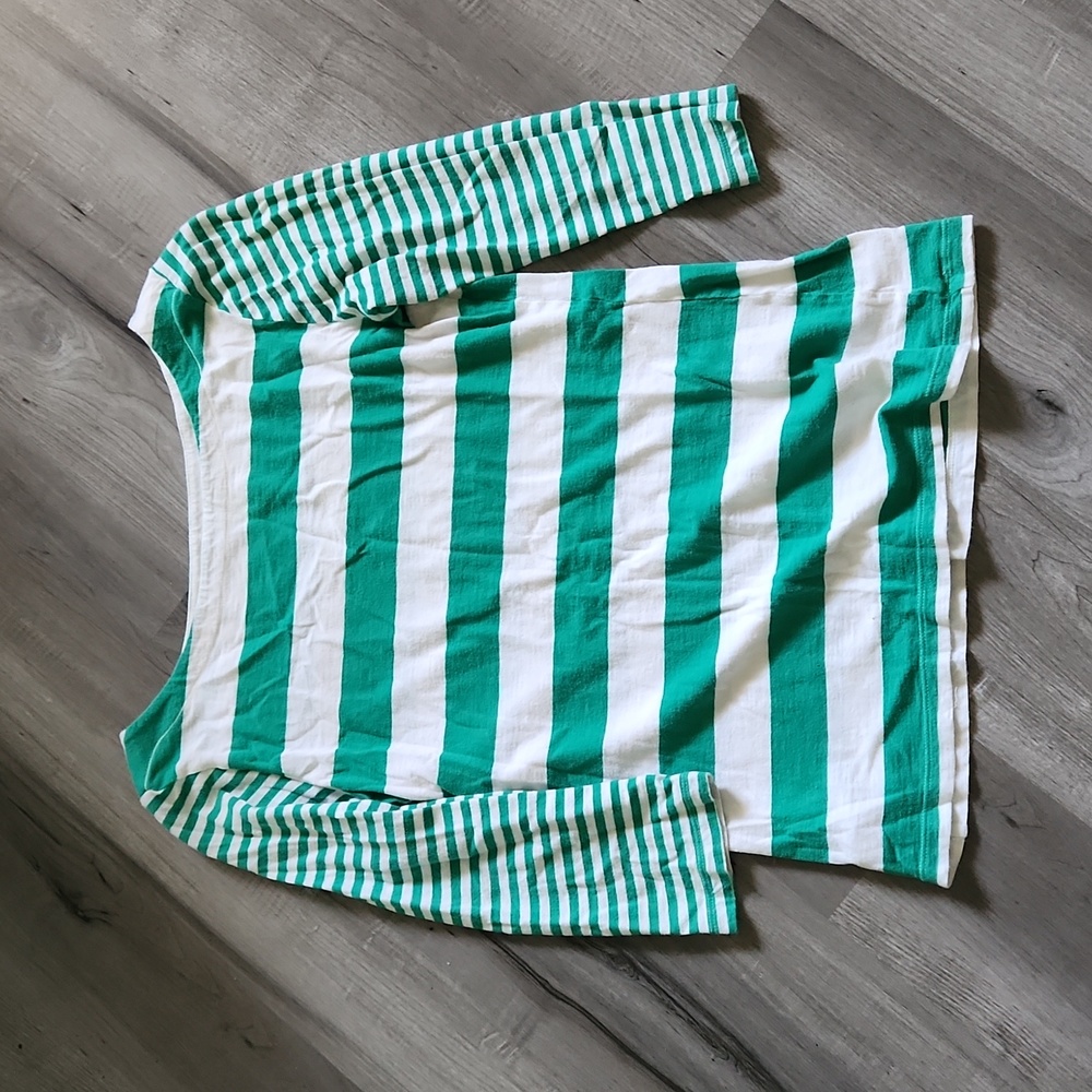 Loft green striped top